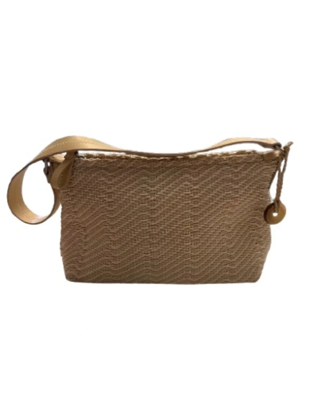 The Sak Woven Crochet Shoulder Bag Beige Neutral Boho Y2K Zip Purse